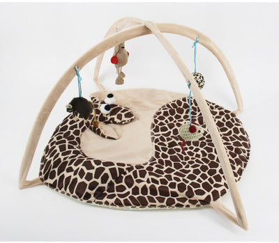 Cartoon Cat Play Tent Multifunctional Cat Hammocks Kitten Sleep Bed Foldable Cat Mat with Balls Cat Play House Toy